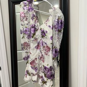 For Love And Lemons Purple Floral Mini Dress